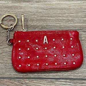 Rebecca Minkoff Red Leather Studded Keychain Pouch